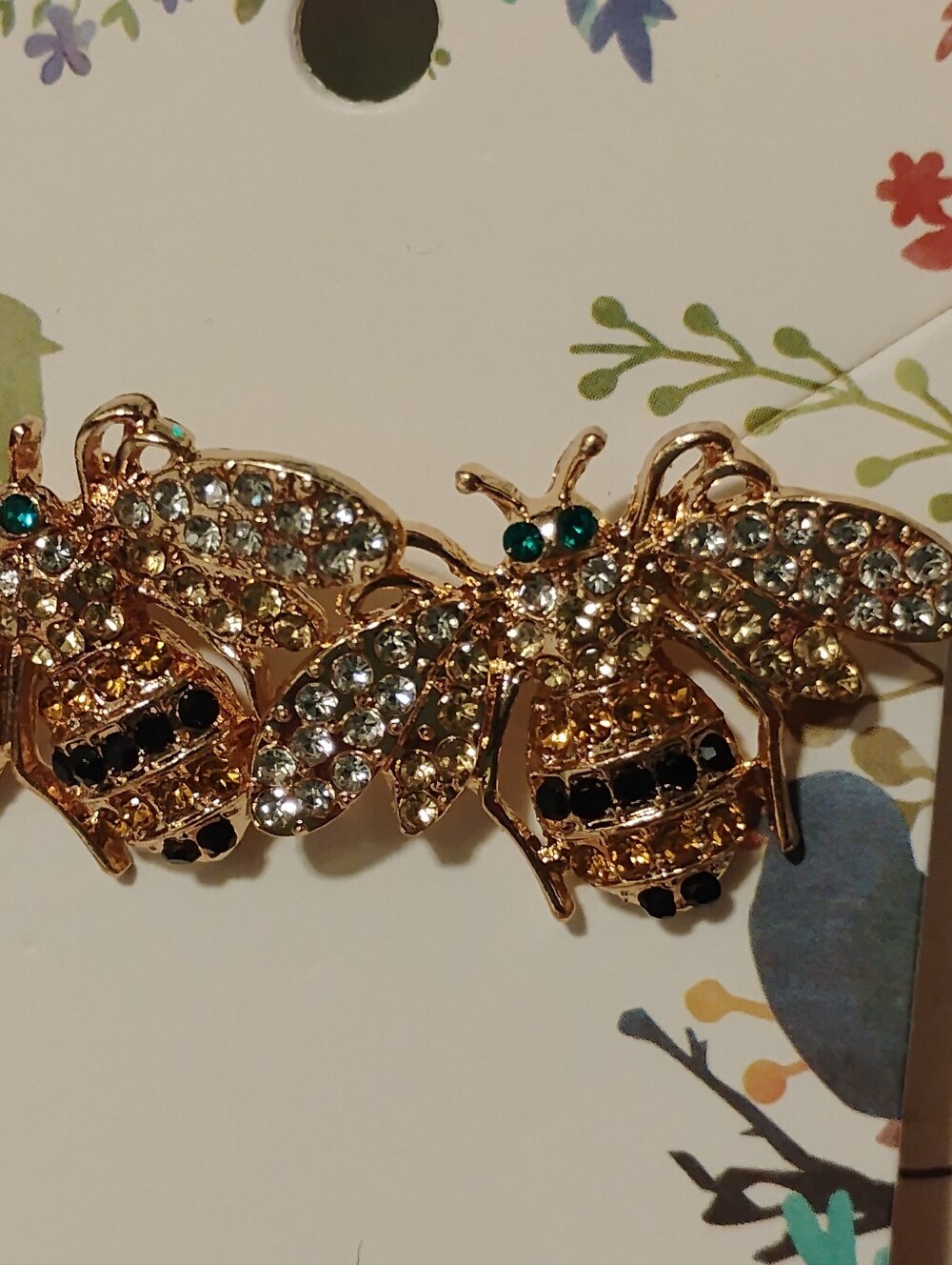 Bee ๐ Crystal Stud Earrings (Goldtone) - Picture 2 of 4